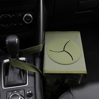 AOKJOY Car Garbage can with lid Leak Proof Vehicle Trash Can 3 Storage Pockets Hanging Waterproof car Trash Bag for SUV Beige