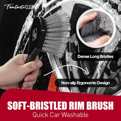 Fantasticlean 7PCS Car Wheel Brush Kit, Tire Brush for Car Owners & Auto Detailers, Soft-bristled Rim Brush, Flat Wheel Brush, Double-Ended Detailing Brush and Pads for Home Shop, Cars Trucks RVs
