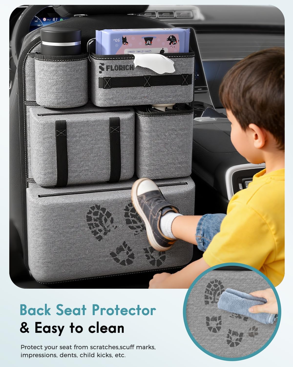 FLORICH Car Seat Gap Filler, Pro-Seats Gap Filler Organizer and Storages 2-in-1, Premium Leather Center Console Organizer, Car Organizer Front Seat Universal Fit for Car SUV Truck