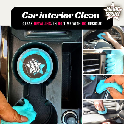 MAGIC SPRUCE Car Cleaning Gel, Reusable Auto Detailing Putty for Interior Dashboard Vents, Non-Toxic Dust Remover for Car Keys Keyboard PC Laptop, Scented Cleaning Products,Stocking Stuffers for men
