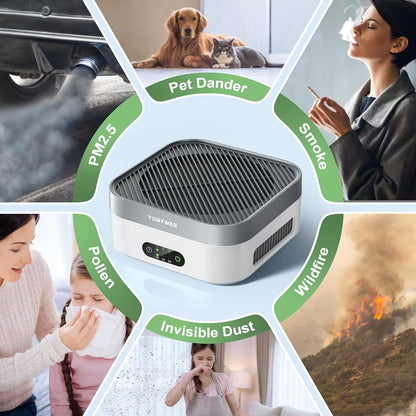 Air Purifiers for Home 600 Sq.Ft, TDBYWAE H13 True HEPA Air Purifier with USB Cable for Pets Dust Dander Pollen Odor Smoke, Small Portable Air Purifier for Bedroom Office Desktop Car RV