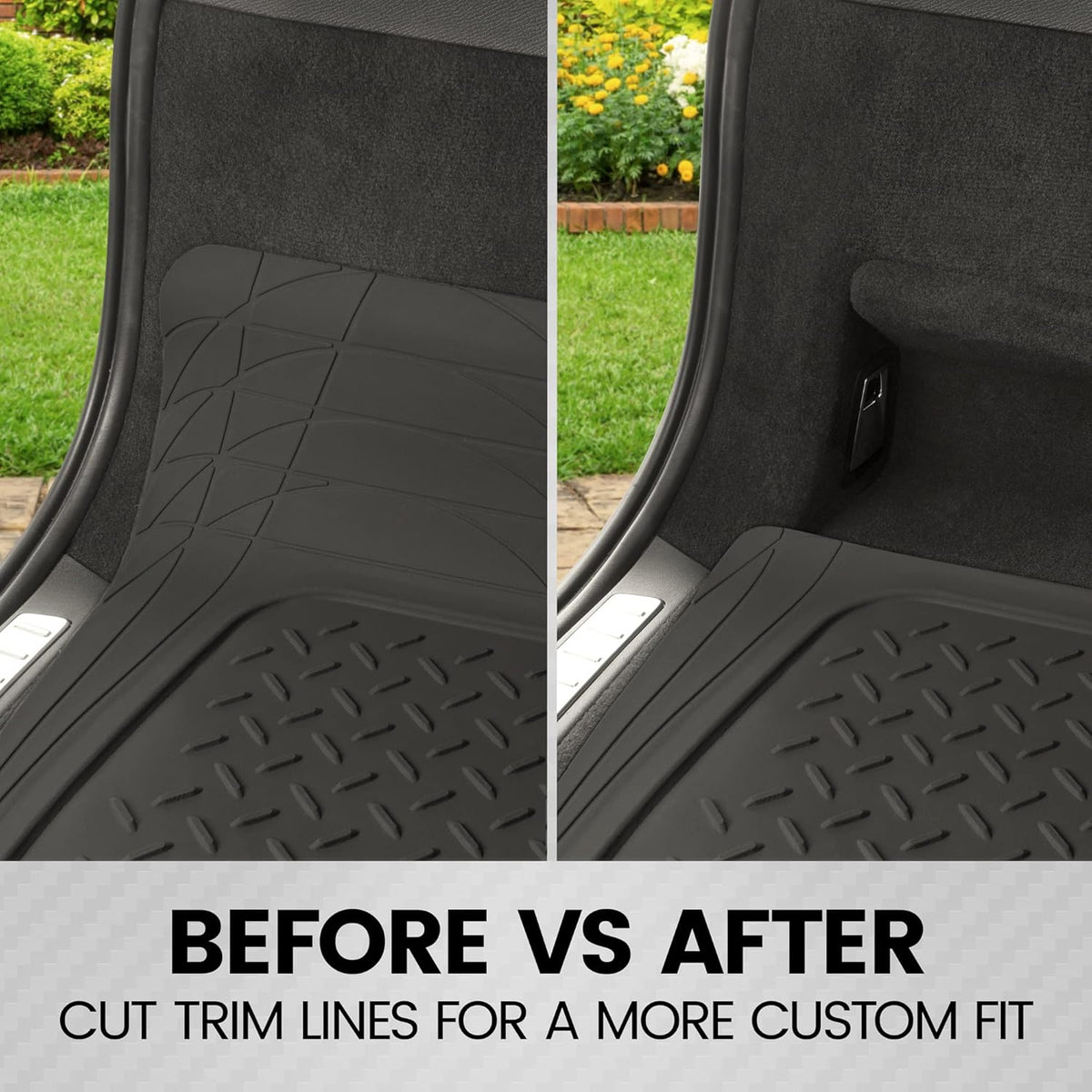 Heavy Duty Cargo Liner Floor Mat-All Weather Trunk Protection, Trimmable to Fit & Durable HD Rubber Protection for Car SUV Sedan Auto
