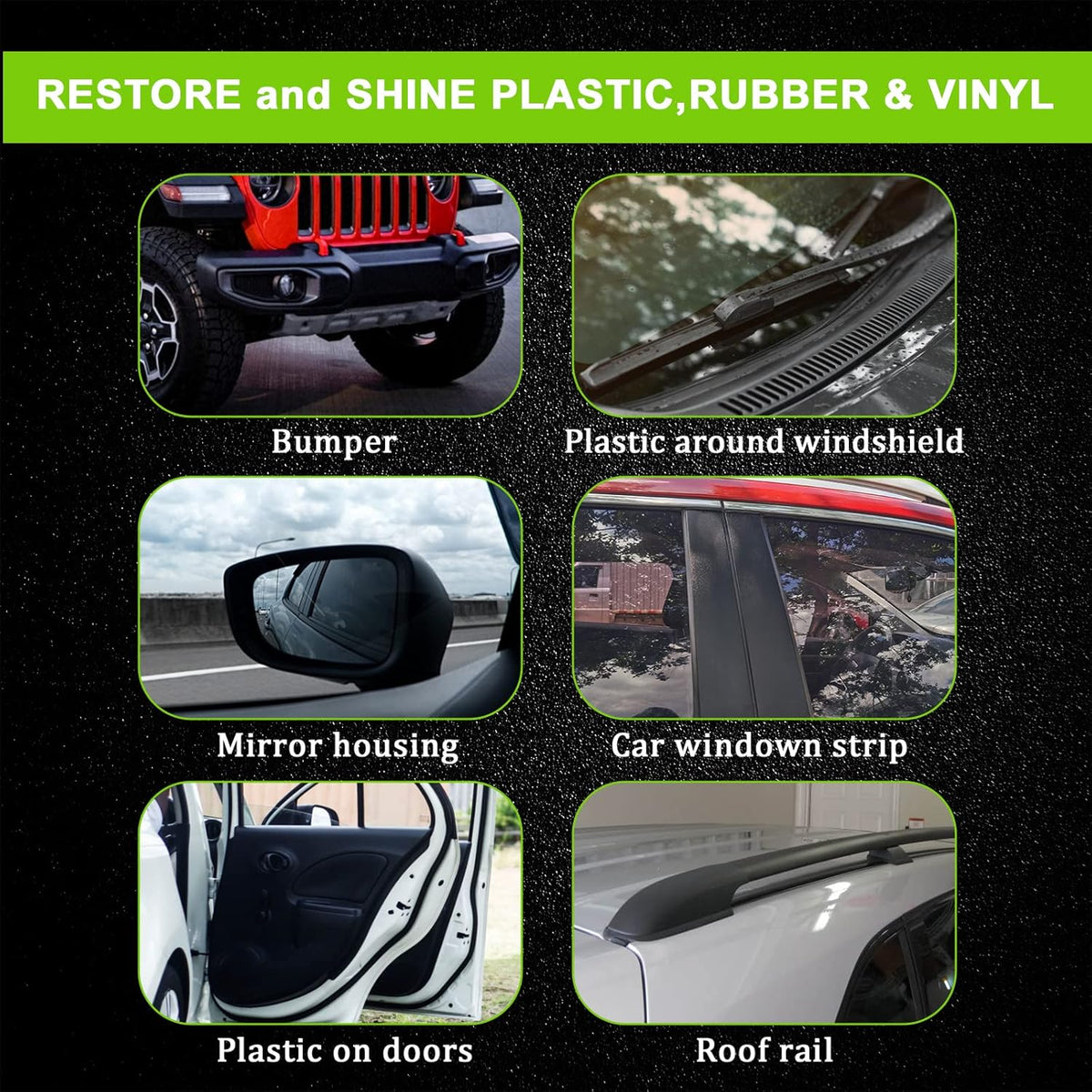 FOLLOWIN Plastic Restorer for Cars, Professional Ceramic Trim Restorer for Black Plastic Trim Restoration, Non Greasy Formula, Streak Free Finish to Plastic, Rubber & Vinyl on Truck, SUV and RV, 30ml