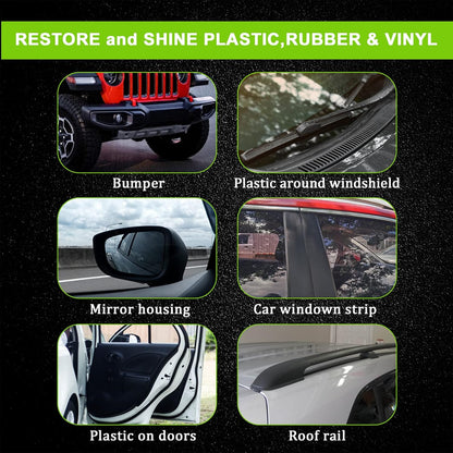 FOLLOWIN Plastic Restorer for Cars, Professional Ceramic Trim Restorer for Black Plastic Trim Restoration, Non Greasy Formula, Streak Free Finish to Plastic, Rubber & Vinyl on Truck, SUV and RV, 30ml