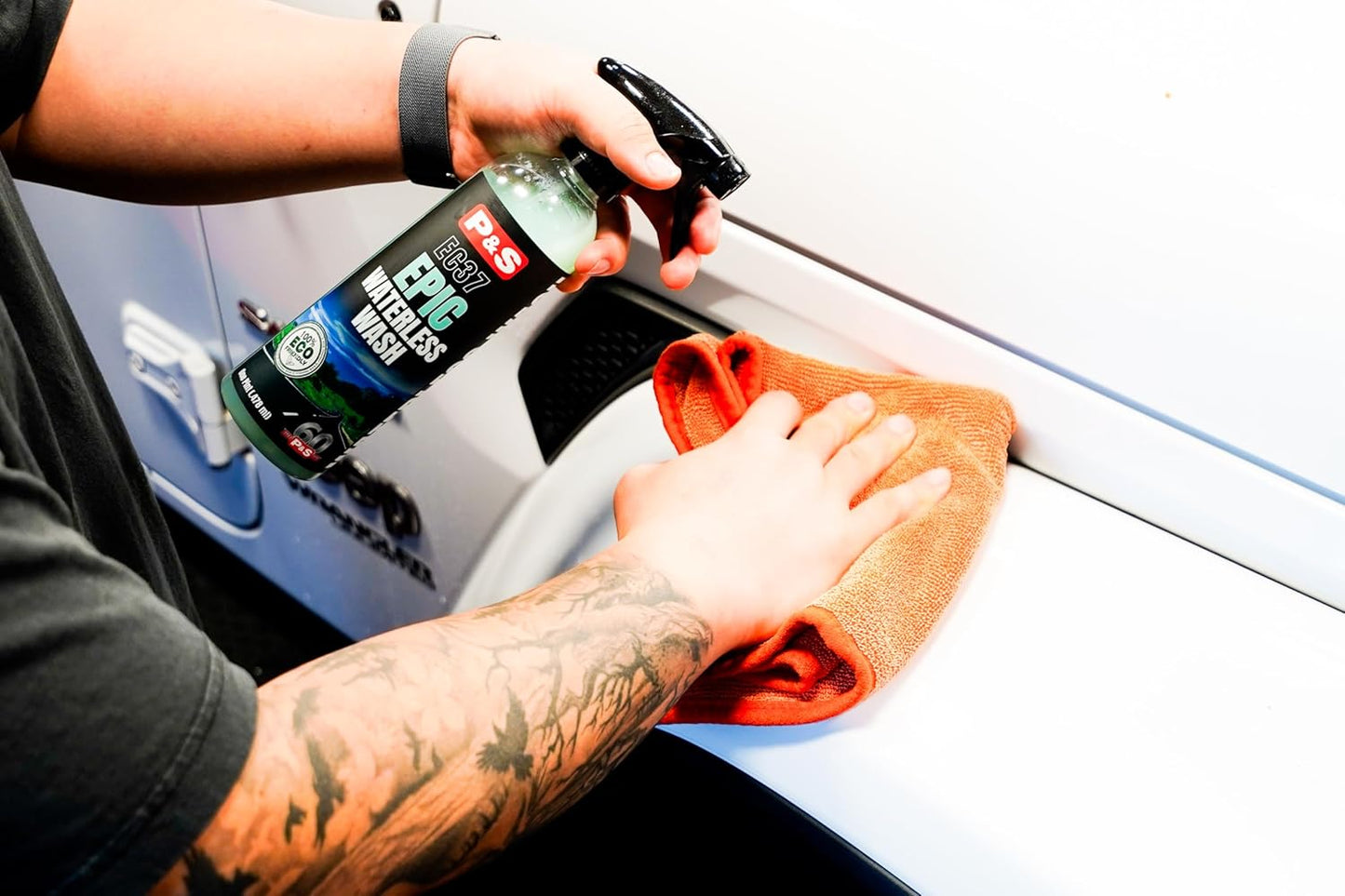 P&S Professional Detail Products Epic Waterless Wash – No-Water Car Cleaner, Polymer Gloss Intensifier, Safe on Paint, Metal & Glass, Quick Detailer & Wax Alternative, 1 Pint