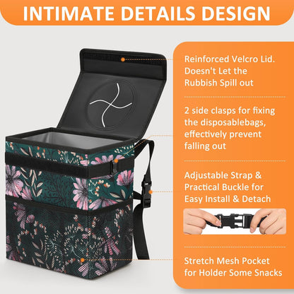 Vankor Car Trash Can Bin with Lid Hanging for Back Seat, Car Accessories for Women Men Leak Proof Automotive Garbage Cans Leakproof Vehicle Trash Can for Truck SUV Black