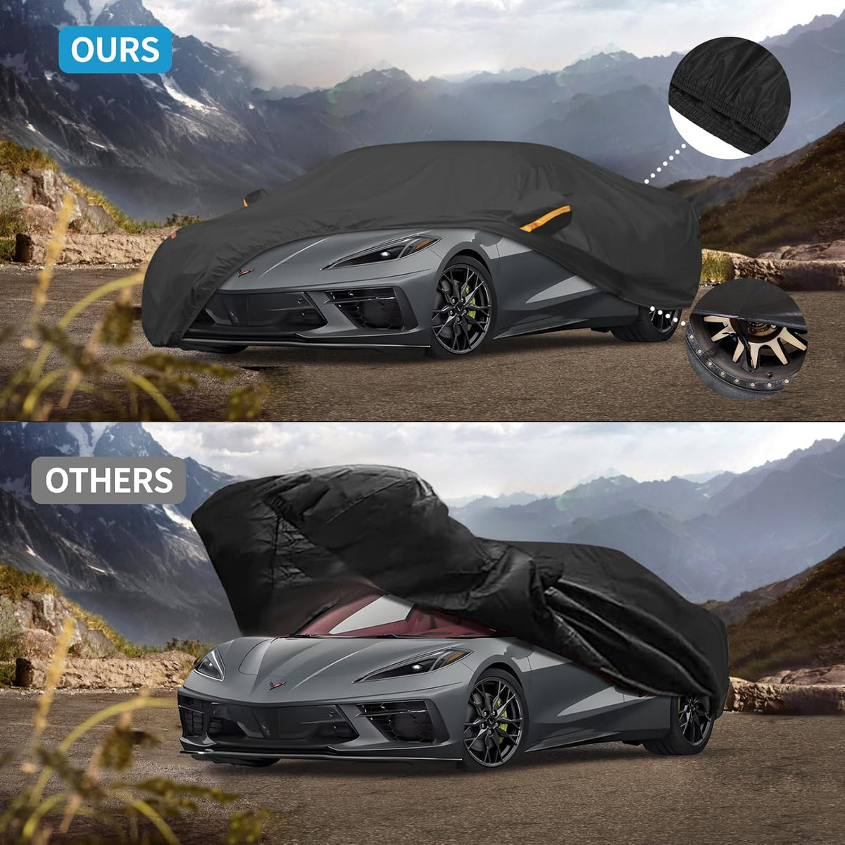 Full Car Covers for Sedan, Car Cover Waterproof All Weather Windproof Dustproof UV Protection Scratch Resistant Indoor Outdoor Univers
