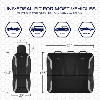 Skechers Memory Foam Seat Covers, Air Cool Mesh Thick Car Seat Covers, Car Seat Covers Front Seats Airbag Compatible, Universal Automotive Comfort for Most Cars, Vans, Trucks, SUV,Black