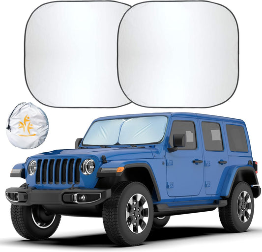 EcoNour 2 Piece Foldable Car Windshield Sun Shade – UV & Heat Protection, Interior Cooling, Durable Upgraded Design, Easy Fold, Front Window Sunshade - Medium (31" L x 28" W)