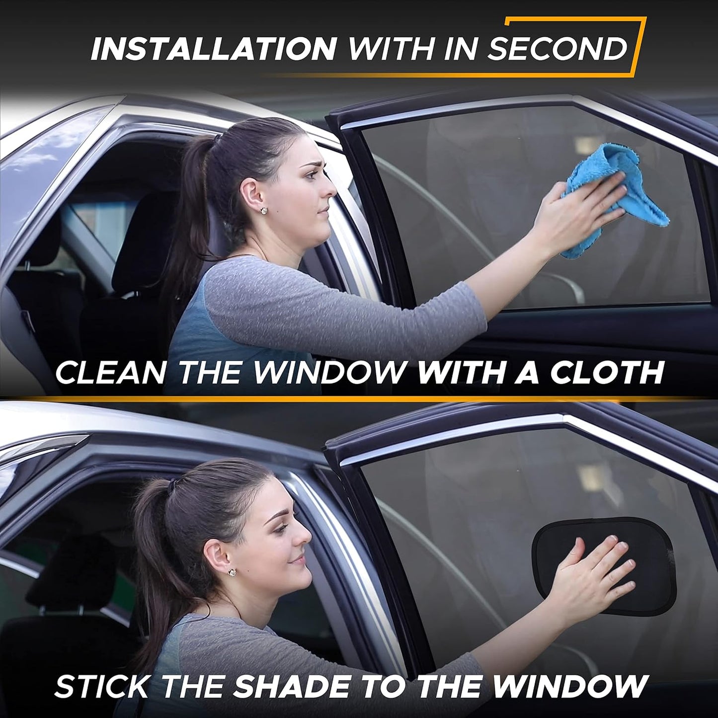 EcoNour Miniature Static Cling Window Shade for Car Sun Visor (2 Pack) | Windshield Sun Shade Static Cling for Driving Glare Shield | Cling Car Shade for Windshield | Sun Glare Protection Accessories