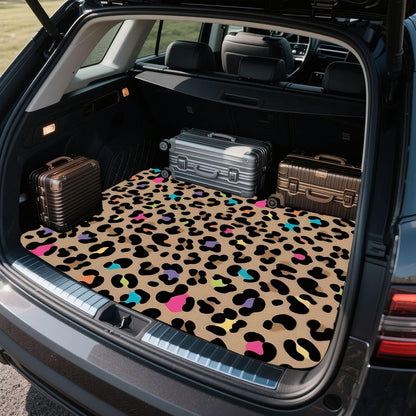 Universal Car Trunk Mat 29" x 39",Purple Colorful Flowers All Weather Trunk Protection Cargo Liner, Durable Cargo Mat Rear Trunk Liner,Stylish Vehicle Interior Accessories Suitable for Most Car Models