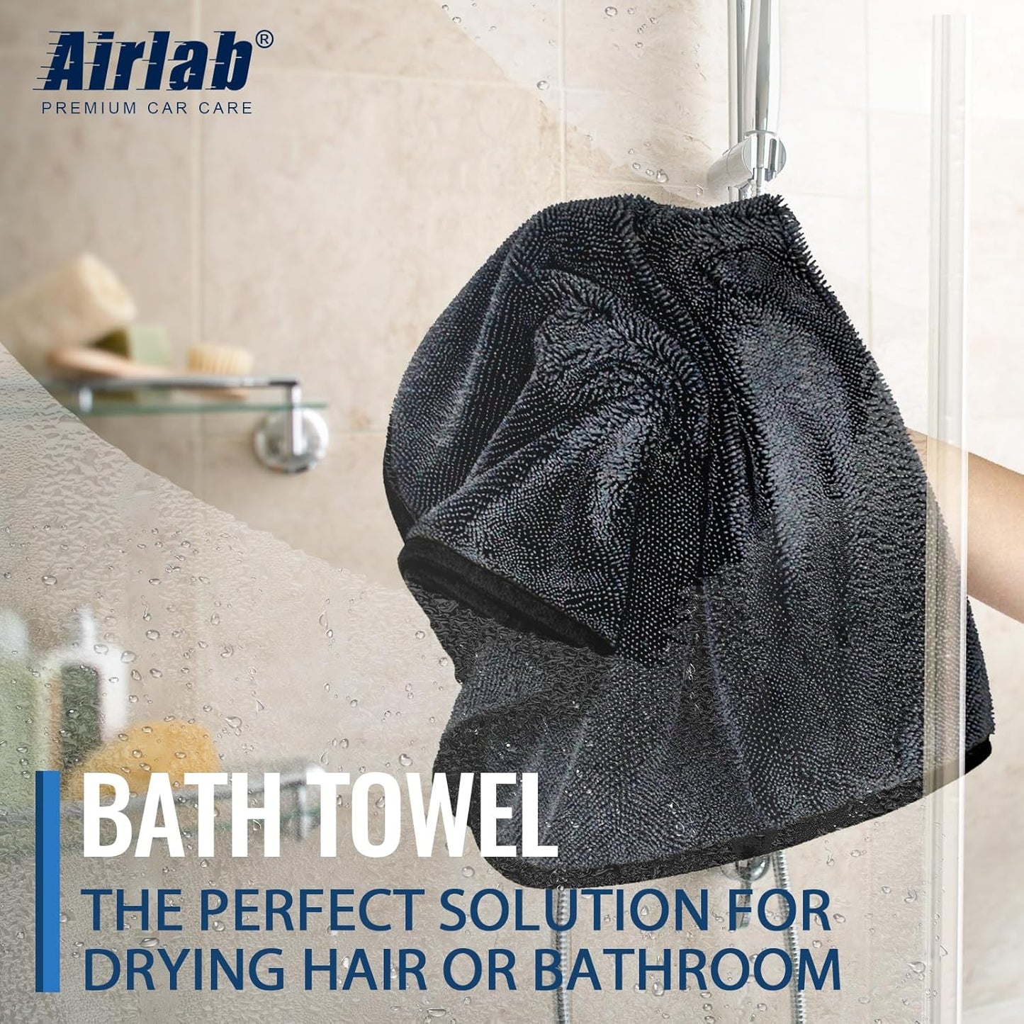 Airlab Microfiber Towels for Cars Wash Drying Thick Plush Cleaning Cloth Auto Detailing Super Absorbent for Interior & Exterior Lint Free, Streak Free, 16" X 16", 800 GSM, Pack of 4