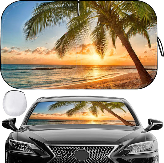 Car Windshield Sun Shade - Foldable Car Sun Shade Windshield for Front Window, Reflector Sunshade Offers Ultimate Protection for Cars Interior (55.2 x 31.5 in)