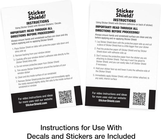 STICKER SHIELD - Windshield Sticker Applicator for Easy Application, Removal and Re-Application from Car to Car - 4 inch x 6 inch Sheets (Pack of 2 Sheets)