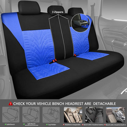 CAR PASS Car Seat Covers Full Sets, Front & Split Rear Bench for Car, 3D Tyre Embossed Automotive Interior Covers, Airbag Compatible, Quick Setup Universal Fit Seat Covers for Car, SUV(Charcoal)
