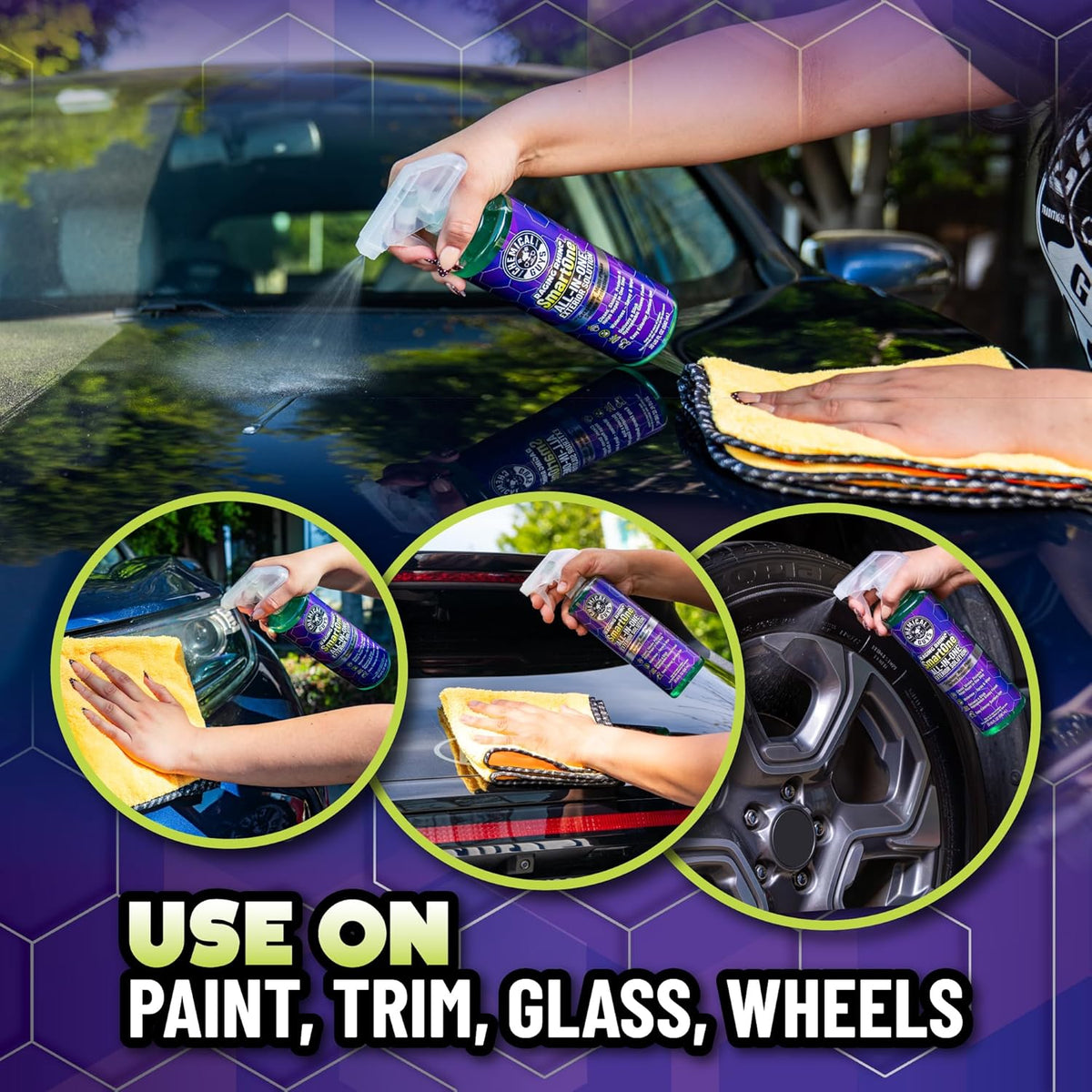 Chemical Guys Raging Rhino Waterless Car Wash And Quick Detailer Spray, No Rinse Exterior Cleaner For Paint, Glass, Wheels, Plastic, And Chrome, Spray And Wipe Shine, 20 Fl Oz