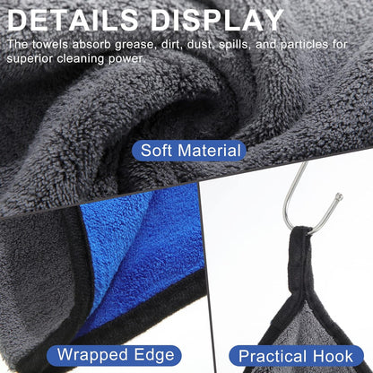Nuenen 20 Pcs Microfiber Car Drying Towels Microfiber Cleaning Cloth 800 GSM Thick Plush Cleaning Dusting Cloth Auto Detailing Absorbent Towels Rags for Car Household Kitchen Window(Grey and Yellow)