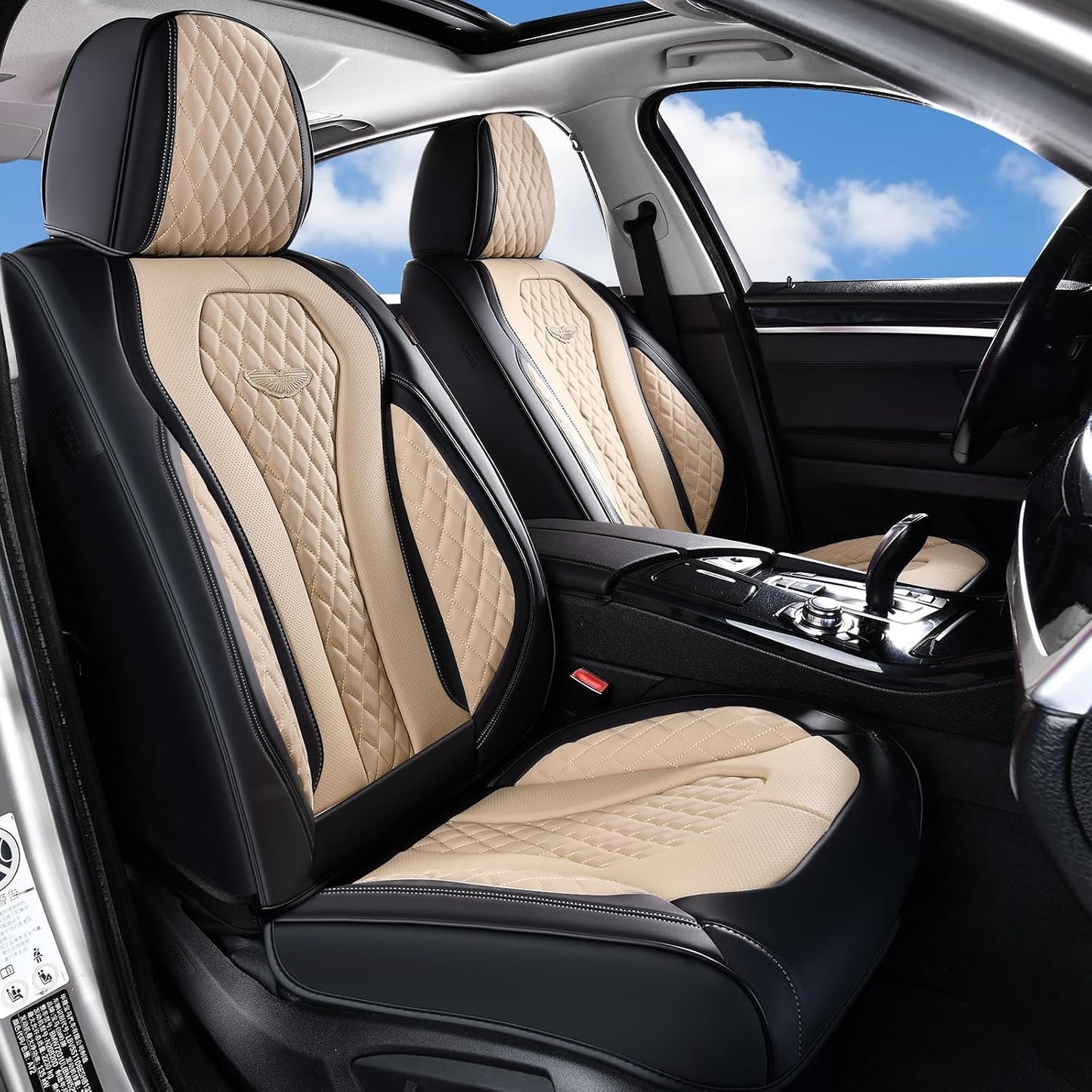 Coverado Seat Covers, Car Seat Covers Full Set, Black Car Seat Cover, Car Seat Covers Front Seats Back Seat Cover, Waterproof Car Seat Cushion, Leather Seat Covers Seat Protector Fit for Most Cars