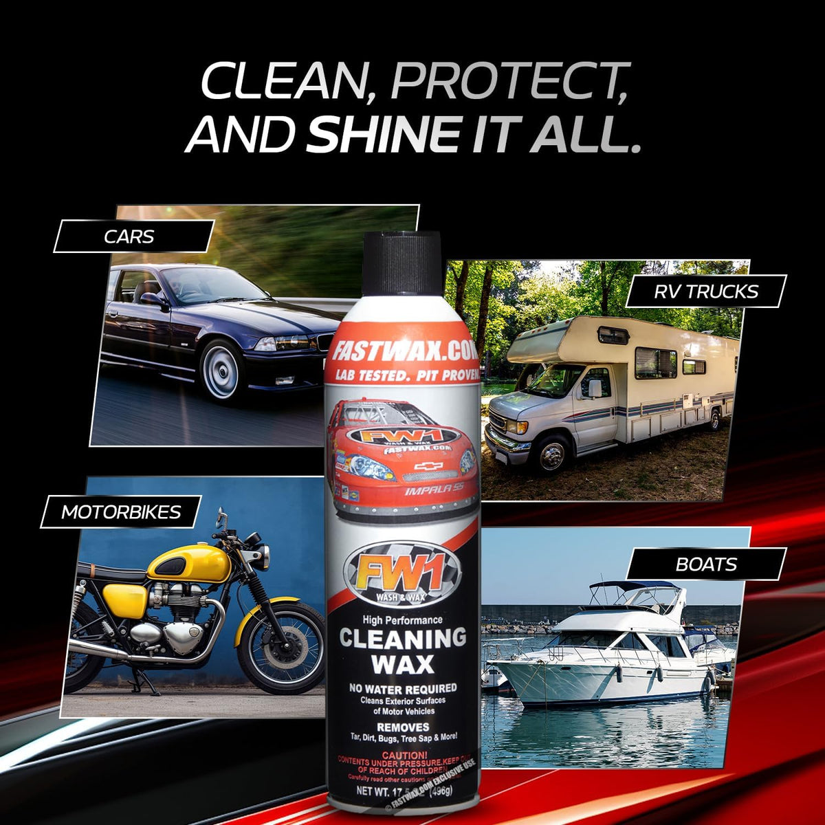 FW1 2 Pack, A High Performance Car Wax Polish | Easy To Use Scratch-Free Waterless Car Wash Spray & Detail Cleaning Polish (17.5oz) | Spray Wax for Cars, Trucks, Motorcycles, RVs and boats.