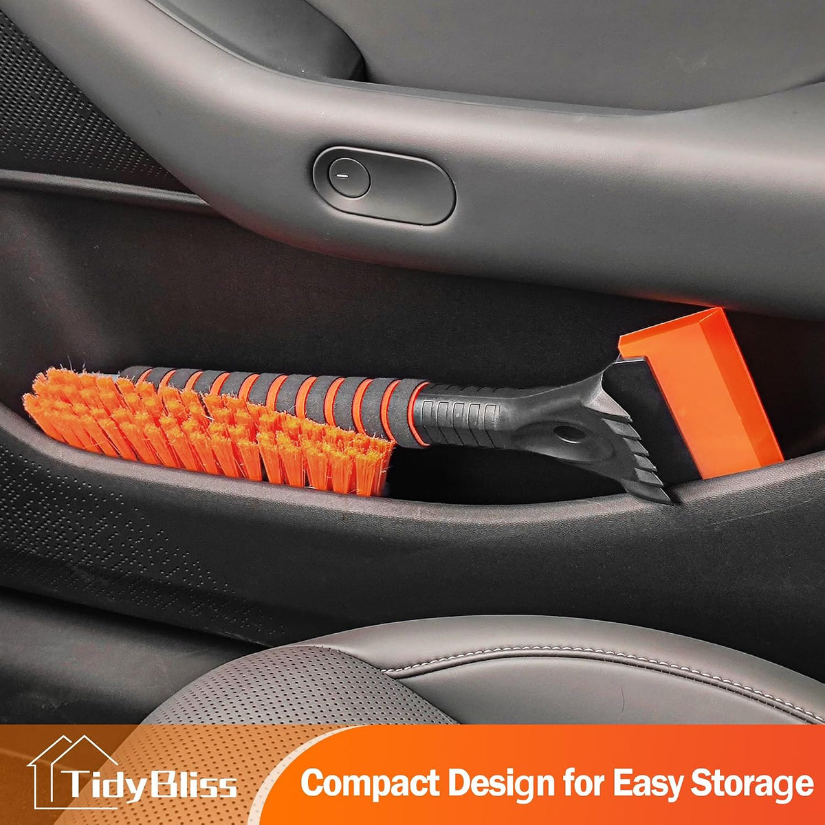 TidyBliss Ice Scraper and Snow Brush for Car Windshield, 24.8 inches Aluminum Frost Remover with Ergonomic Foam Grip for SUV Truck Glass Window (Orange)