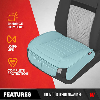 Motor Trend Seat Covers for Cars Trucks SUV, Faux Leather 2-Pack Black Padded with Storage Pockets, Premium Interior Car Seat Cover