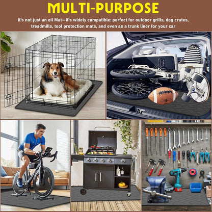 Oil Spill Mat for Garage, 60" x 37" Heavy Duty TPE Oil Change Mat with Raised Edge, Reusable Oil Drain Pan, Waterproof, Oil-Proof, Non-Slip Under Car Mat,Protect Garage Surface from Spill & Stain | Oil Spill Mat
