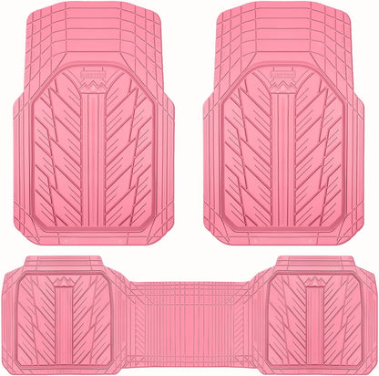 CAR PASS Heavy Rubber Car Floor Mats, Deep Waterproof Car Mats All Weather, Universal Trim-to Fit Automotive Floor Mats for Car SUV Truck Van, Durable Floor Liners Solid Black