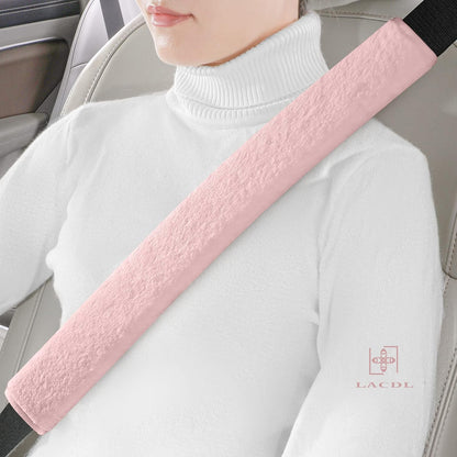 LACDL Extra Long Seatbelt Cover Super Soft Furry for Adults Kids Women & Men, Thick Plush Full Car Seat Belt Strap Cushion, Fluffy Shoulder Pad Protector, Auto Interior Accessories, 1pc, Black, 15.5in