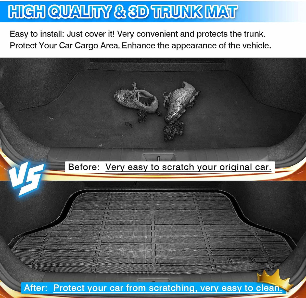 Rav4 Cargo Liner - Trunk Mat for Toyota RAV4 2019-2024 2025, All Weather Cargo Mat for rav4 Accessories, Heavy Duty (Fit for All Models)