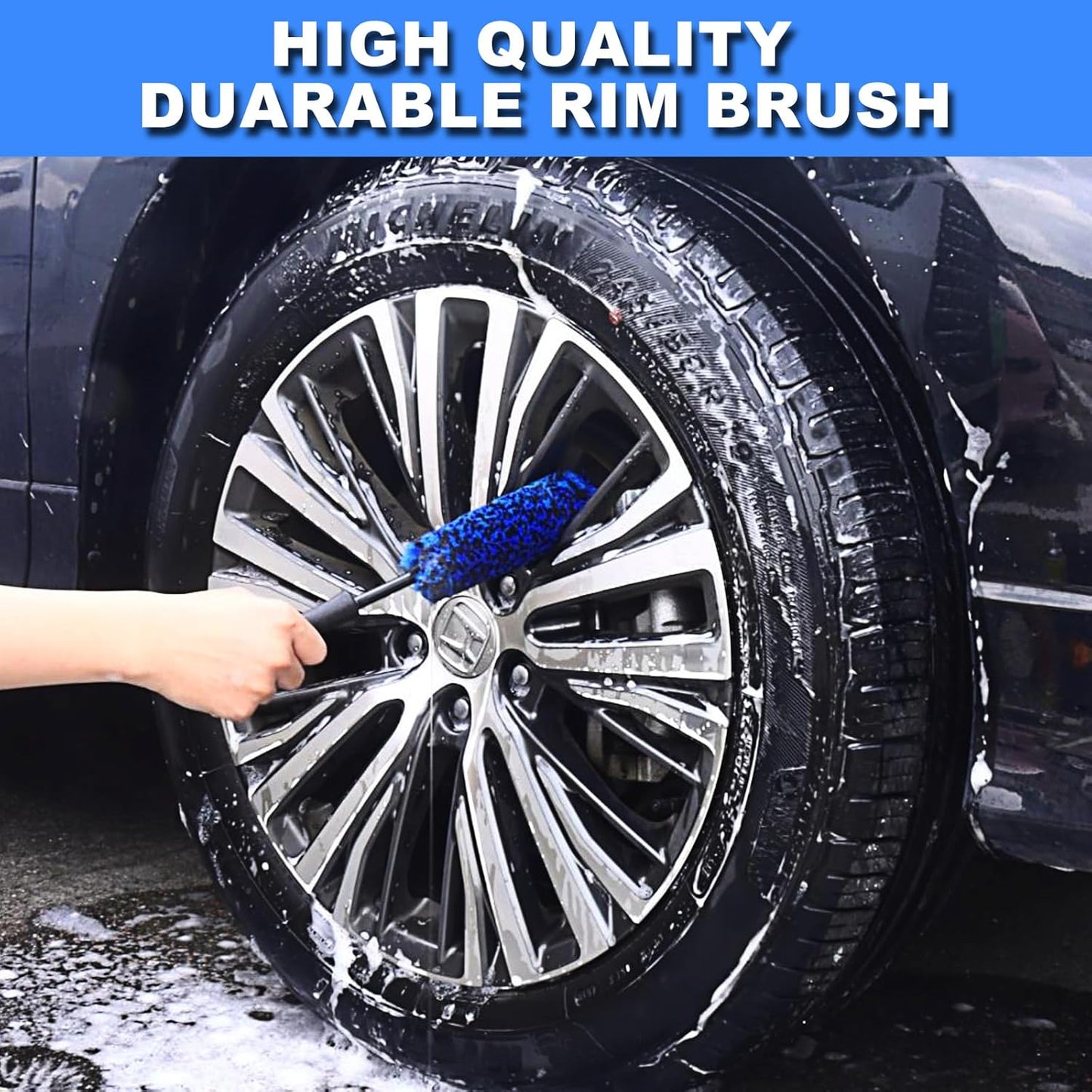 3PCS Wheel Brush Kit for Cleaning Wheel and Tire, Wheel and Rim Brush, Car Detailing Brushes, Bendable & Durable Car Wheel Rim Cleaner Brush Set,Car Detailing Cleaning Brush Supplies Kit