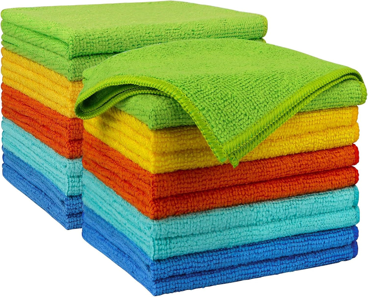 AIDEA Microfiber Cleaning Cloth, 50PK, Microfiber Towels for Cars, Premium Wash Cloths, Dusting Cloth Cleaning Rags, Absorbent Towels for SUVs, House, Kitchen, Window, Cleaning Supplies12×12"