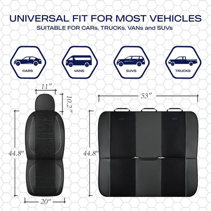 Skechers Air-Cooled Memory Foam Seat Covers,Mesh Thick Car Seat Covers,Piping Leather Car Seat Covers Front Seats,Airbag Compatible,Automotive Comfort Universal FitMost Cars,Vans,Truck,SUV,Black