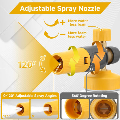 Pressure Washer Foam Cannon Gun Kit with Dual Connector Accessory, Foam Blaster for Car Washing, Double Tip Attachment & 5 Nozzle Tips, 1/4" Quick Connect, 4000 PSI
