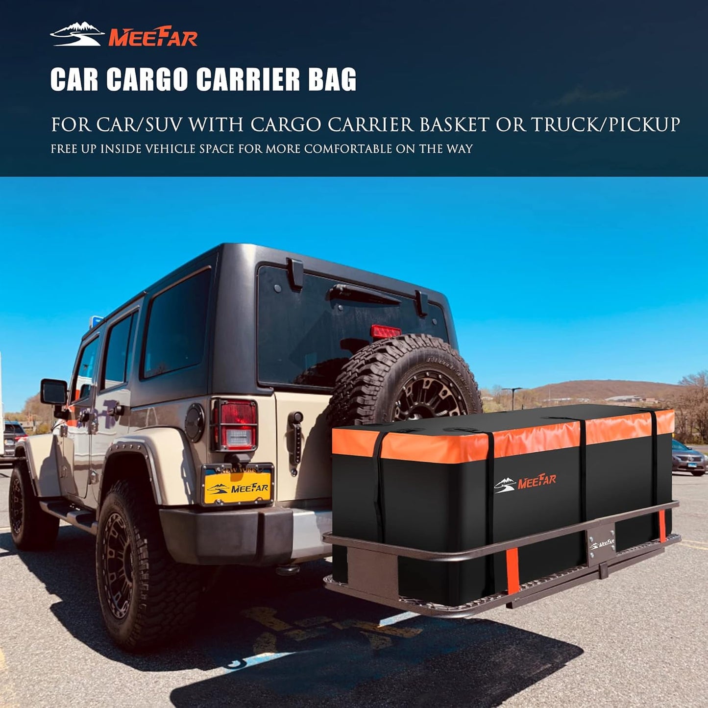 MeeFar Rooftop Cargo Carrier Car Roof Bag 21 Cubic Feet 100% Waterproof Car Top Carrier, Fits All Vehicle with/Without Rack,Include Anti-Slip Mat,10 Reinforced Straps,6 Door Hooks,Luggage Lock