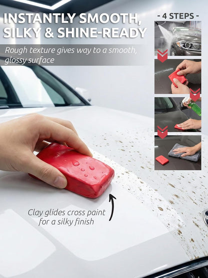 Car Clay Bars Auto Detailing 2 Pack 100g by TAKAVU, Premium Medium Grade Material, Auto Detailing Magic Clay Bar Cleaner for Cleaning Cars, RV, Boats and Bus (Red)