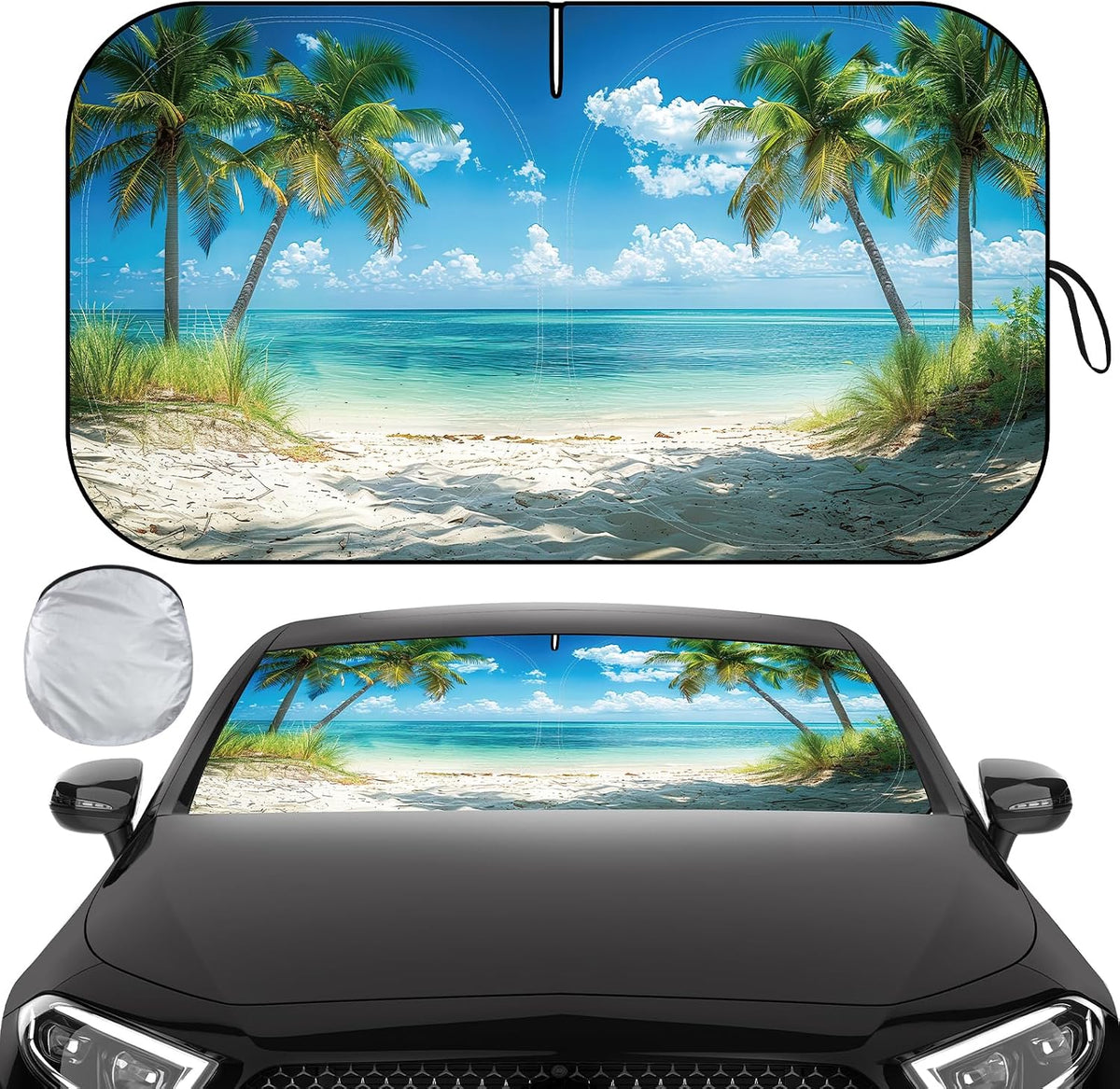 Iridescent Sun Shade for Car Windshield, Foldable Universal Car Windshield Upgrade Sunshade Enhanced UV Rays Reflective Sun Visor Shade Keeps Vehicle Cool