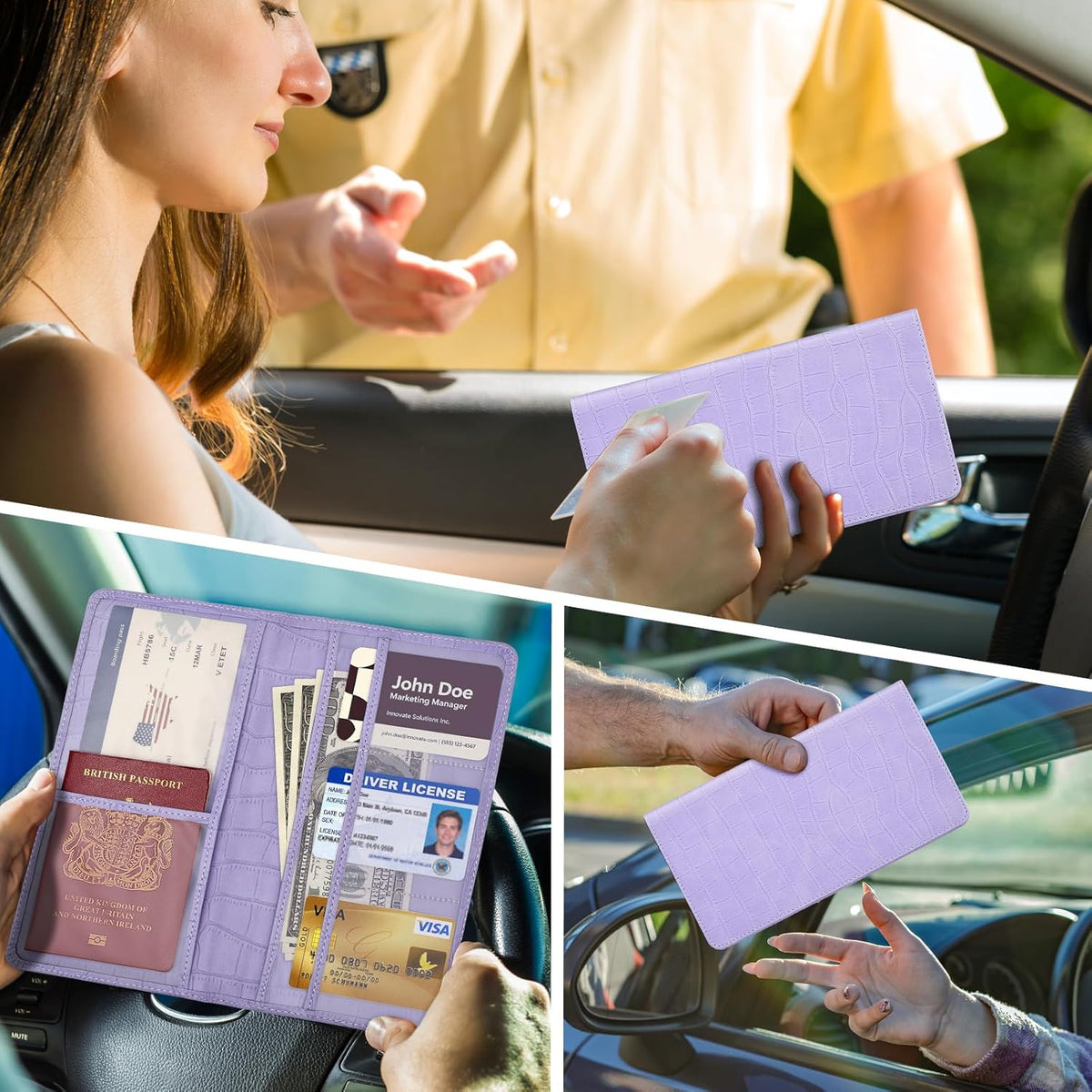 Car Registration and Insurance Holder, Black Vehicle Glove Box Car Organizer with Magnetic Closure for Documents, Cards, License Car Organization, 1 Pack