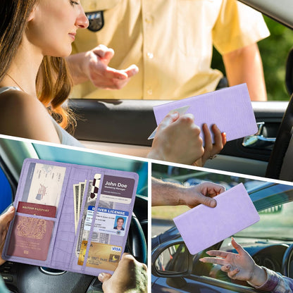 Car Registration and Insurance Holder, Black Vehicle Glove Box Car Organizer with Magnetic Closure for Documents, Cards, License Car Organization, 1 Pack