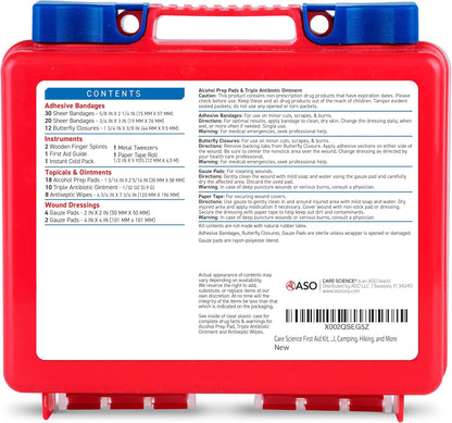Care Science First Aid Kit, 110 Pieces | Professional Use for Travel, Work, School, Home, Car, Emergency, Survival, Camping, Hiking, and More