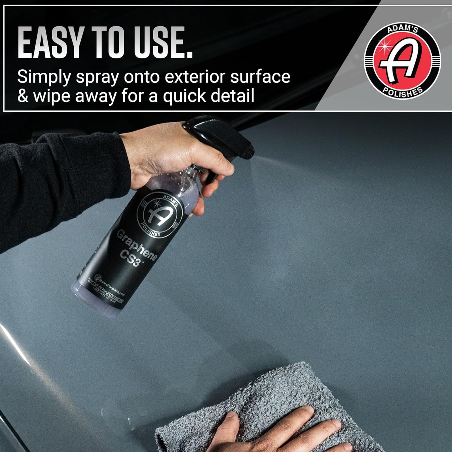 Adam's Polishes Graphene CS3 (16oz) - Graphene Waterless Wash Ceramic Spray Coating Detail Spray | High Gloss Car Wash Cleaning Spray for Car Detailing | RV Boat Motorcycle