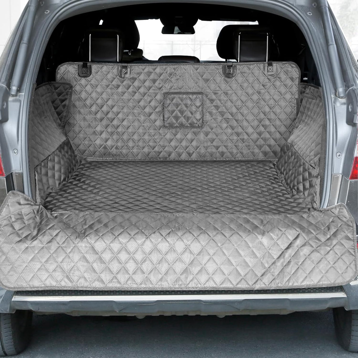 PETICON SUV Cargo Liner for Dogs, Waterproof Trunk Cover for SUVs with Bumper Flap Protector, Scratchproof Durable 600D Oxford Fabric, Non-Slip, Machine Washable