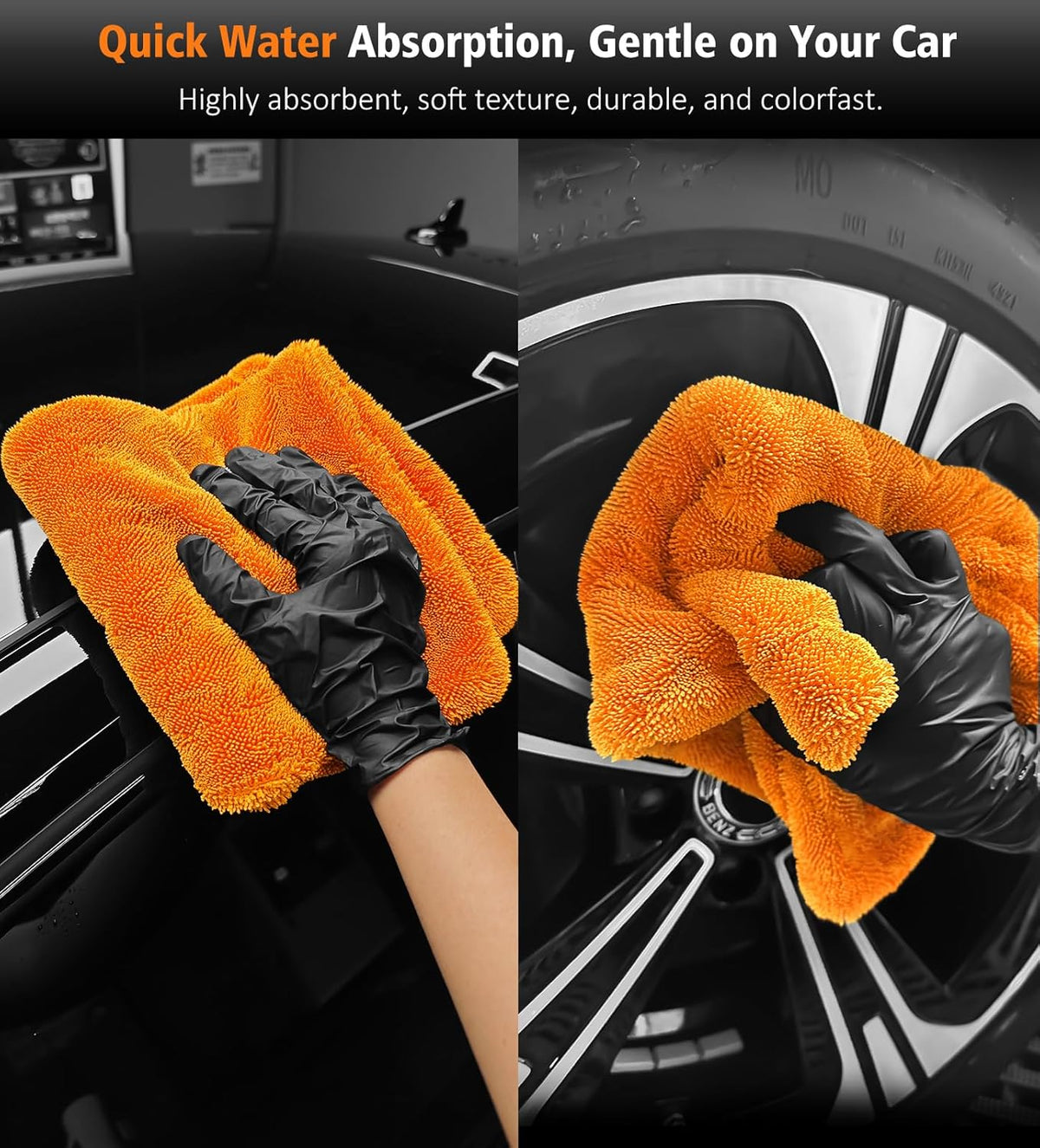 YeewayVeh 'Agile Giant' Car Drying Towel, 28x36 Inch Quick Car Wash Drying Towels, 1400 GSM Super Absorbent, Double Sided Microfiber Towels for Cars Effortless & Scratch-Free Detailing, Green