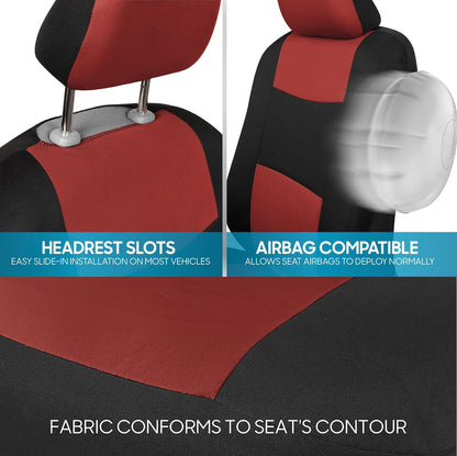 BDK PolyPro Car Seat Covers Full Set in Charcoal on Black – Front and Rear Split Bench for Cars, Easy to Install Cover Set, Accessories Auto Trucks Van SUV