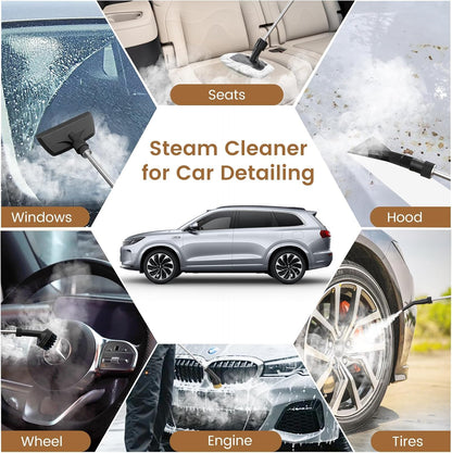 Pressurized Steam Cleaner, 3-Level Adjustable Handheld Steamer Cleaning for Home, 15s Fast Heat-Up & 47.3oz Tank, 2500W Multi-Surface Portable Steamer for Floor/Grout/Car/Kitchen & Bathroom