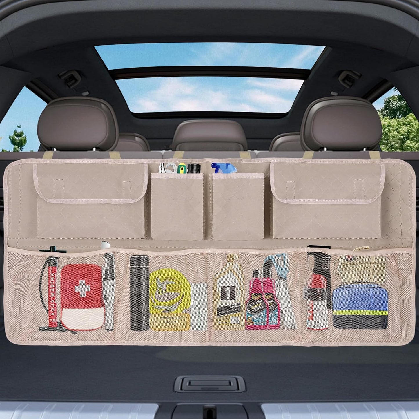 Car Trunk Organizer and Storage, Large Capacity Backseat Hanging Storage Accessories, Backseat Car Organizer for SUV/MPV/Truck (Black)