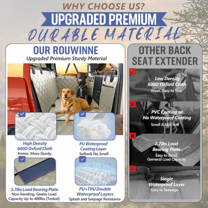 Back Seat Extender for Dogs-Large Space, Dog Car Seat Cover Hard Bottom Holds 420lbs, Sturdy Backseat Extender for Dogs,Upgraded Waterproof Pet Car Bed Dog Hammock for Car, SUV,Truck, Black