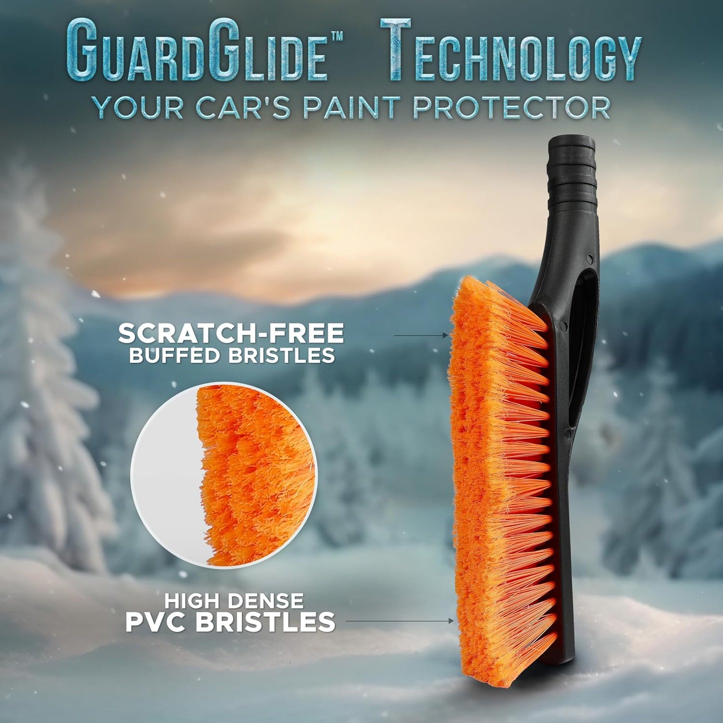 EcoNour 27" Car Snow Brush and Ice Scrapers for Car Windshield (2 Pack) | Scratch Free Bristle Head Snow Brush & Tough Window Snow Scraper with Aluminium Body | Snow Removal Winter Car Accessories