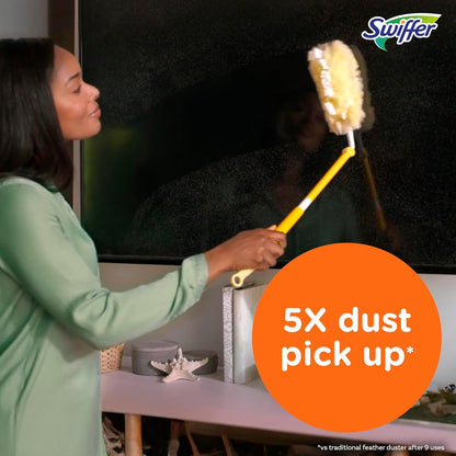 Swiffer Duster Kit with 3 ft Extendable Handle, Heavy Duty Dusting Starter Kit with 3 Refills, for Ceiling Fans, Vents and Hard to Reach Places