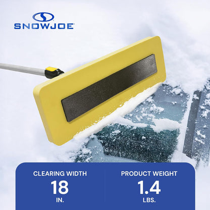 Snow Joe 2-in-1 Telescoping Snow Broom and Ice Scraper with 18-Inch Non-Scratch Foam Head - Car Cleaning Tool with Long Extendable Handle for Windshield, Roof, Truck, and SUV, SJBLZD-PRX