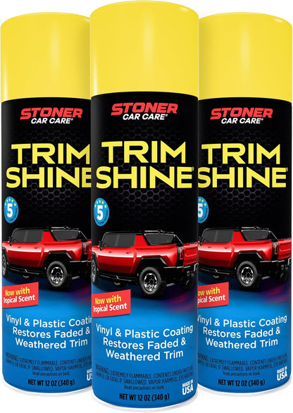 Stoner Car Care 91034 Trim Shine – Black Trim and Plastic Restorer for Cars – Vinyl and Plastic Trim Protectant Coating for Interior and Exterior Use – Fast-Drying No Sling – 12 oz